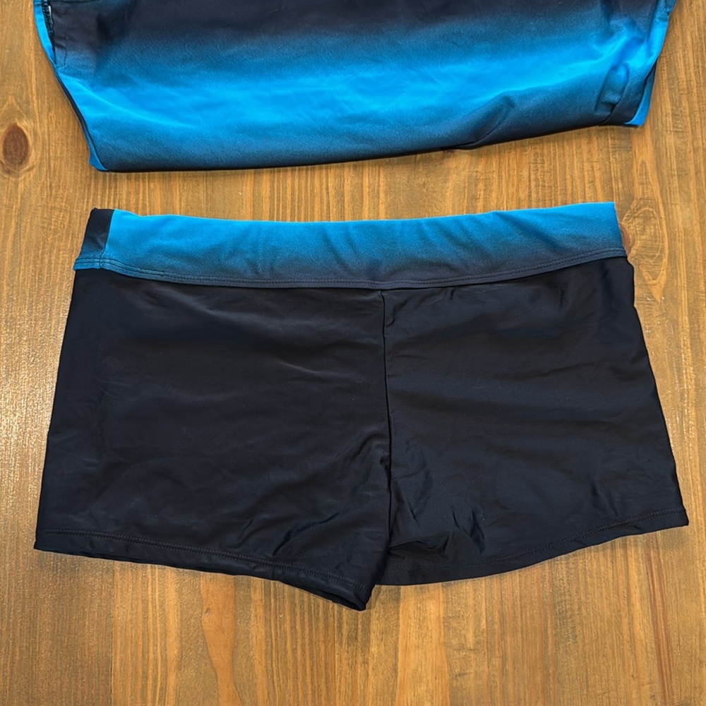 NWOT Two Piece Tankini Bathing Suit with boy shorts Color Block Striped Large - Picture 6 of 15